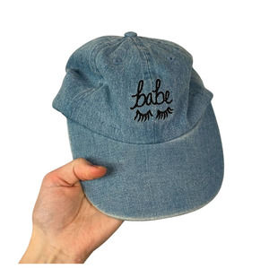 Babe Eye Lashes Womens Ball Cap Hat Adjustable Baseball Blue Denim Cotton OSFA